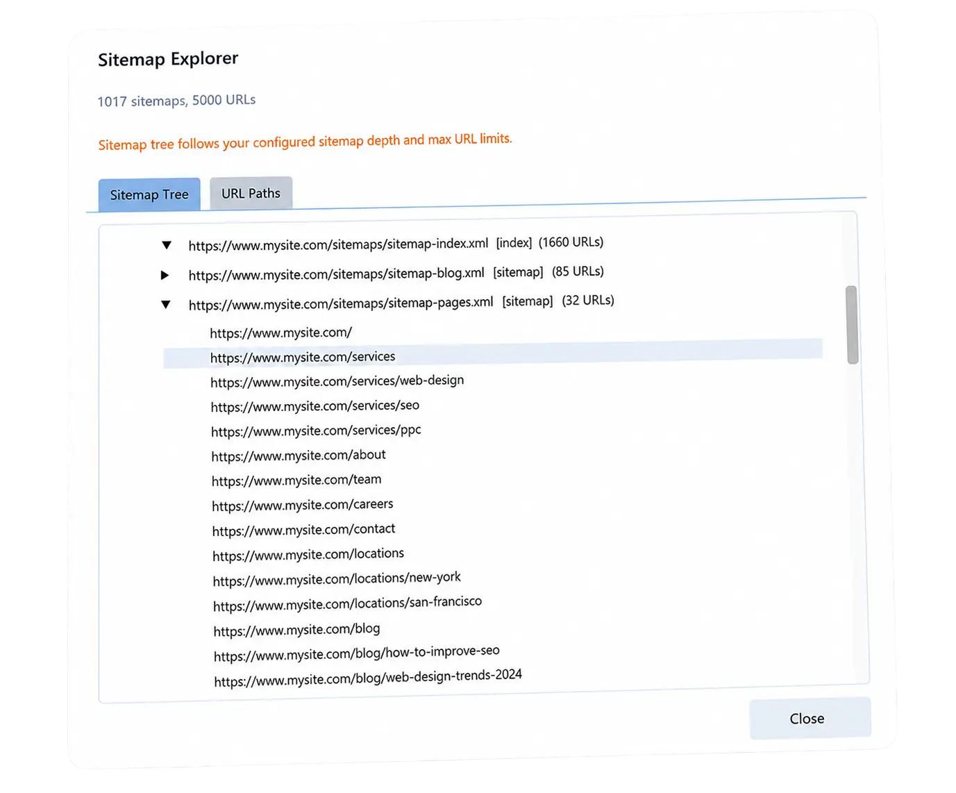 URL Verifier Pro audit workspace used alongside Sitemap Explorer
